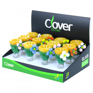 Clover Glass 14mm Flower Art Bowl - Assorted Colors - 12ct Display [WPH-261-D12]